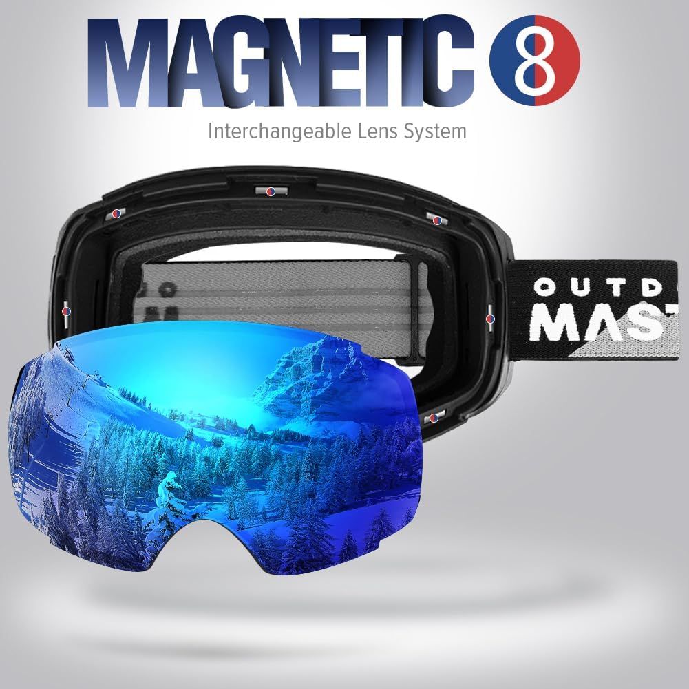 OutdoorMaster Ski Goggles PRO - Frameless, Interchangeable Lens 100% UV400 Protection Snow Goggles for Men & Women-OM-2