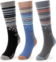 OutdoorMaster Ski Socks 3-Pack Merino Wool, Over The Calf Non-Slip Cuff for Men & Women