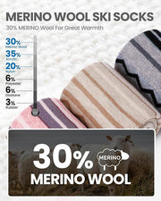 OutdoorMaster Ski Socks 2-Pack Merino Wool, Over The Calf Non-Slip Cuff for Men & Women-Black,Medium