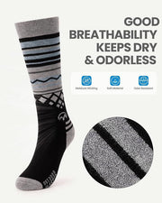 OutdoorMaster Ski Socks 2-Pack Merino Wool, Over The Calf Non-Slip Cuff for Men & Women-Black,Medium