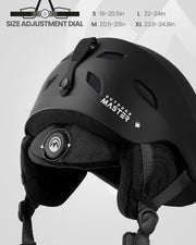 OutdoorMaster Kelvin Ski Helmet - with ASTM Certified Safety, 9 Options - for Men, Women & Youth-Black,Medium