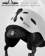 OutdoorMaster Kelvin Ski Helmet - with ASTM Certified Safety, 9 Options - for Men, Women & Youth-White,Large