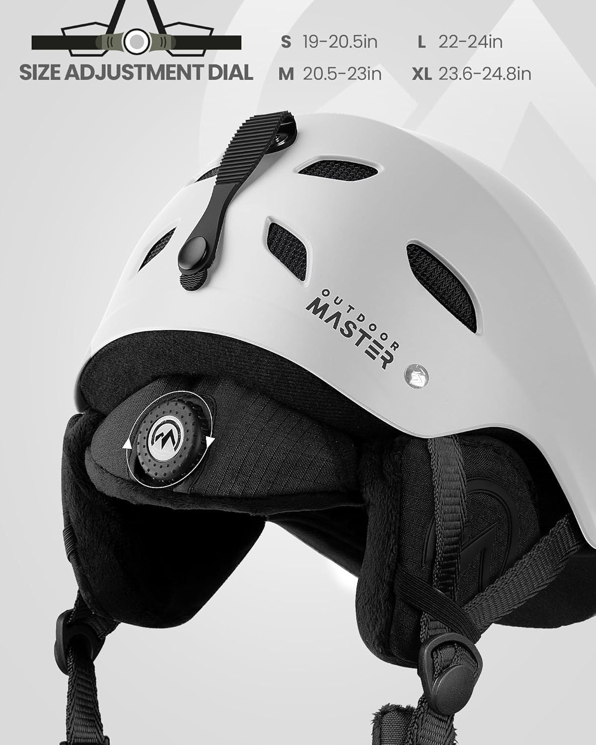 OutdoorMaster Kelvin Ski Helmet - with ASTM Certified Safety, 9 Options - for Men, Women & Youth-White,Medium