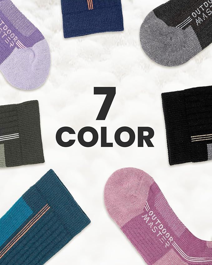 OutdoorMaster Thermolite Merino Wool Ski Socks, Compression Thermal Snowboarding Socks for Men & Women, Cold Weather-4-Pack