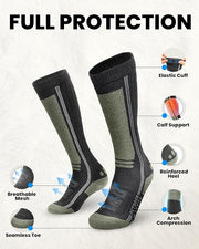 OutdoorMaster Thermolite Merino Wool Ski Socks, Compression Thermal Snowboarding Socks for Men & Women, Cold Weather-4-Pack