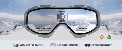 OutdoorMaster OTG Ski Goggles - Over Glasses Ski/Snowboard Goggles for Men, Women & Youth - 100% UV V1168-GL-ANDJ-97AD