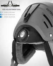 OutdoorMaster Kelvin II Ski Snow Sport Helmet | Adjustable Dial Fit Snowboard Helmet for Men Women & Youth,ASTM Certified,14 Vents-Matte Gray-M