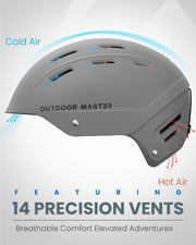 OutdoorMaster Kelvin II Ski Snow Sport Helmet | Adjustable Dial Fit Snowboard Helmet for Men Women & Youth,ASTM Certified,14 Vents-Matte Gray-M