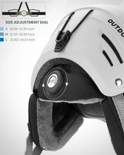 OutdoorMaster Kelvin II Ski Snow Sport Helmet | Adjustable Dial Fit Snowboard Helmet for Men Women & Youth,ASTM Certified,14 Vents-Matte White-L