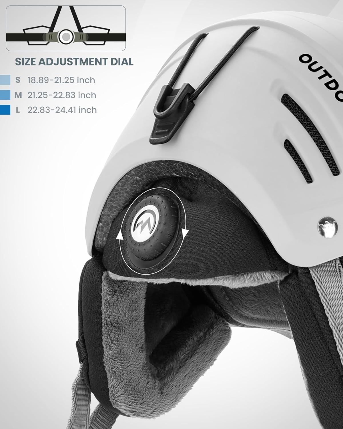 OutdoorMaster Kelvin II Ski Snow Sport Helmet | Adjustable Dial Fit Snowboard Helmet for Men Women & Youth,ASTM Certified,14 Vents-Matte White-L