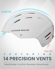 OutdoorMaster Kelvin II Ski Snow Sport Helmet | Adjustable Dial Fit Snowboard Helmet for Men Women & Youth,ASTM Certified,14 Vents-Matte White-L