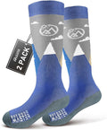 OutdoorMaster Merino Wool Ski Socks for Kids Boys & Girls Thermal Winter Warm Snowboarding Cold Weather-Blue Mountains - 2 Pack,Small