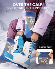 OutdoorMaster Merino Wool Ski Socks for Kids Boys & Girls Thermal Winter Warm Snowboarding Cold Weather-Blue Mountains - 2 Pack,Small