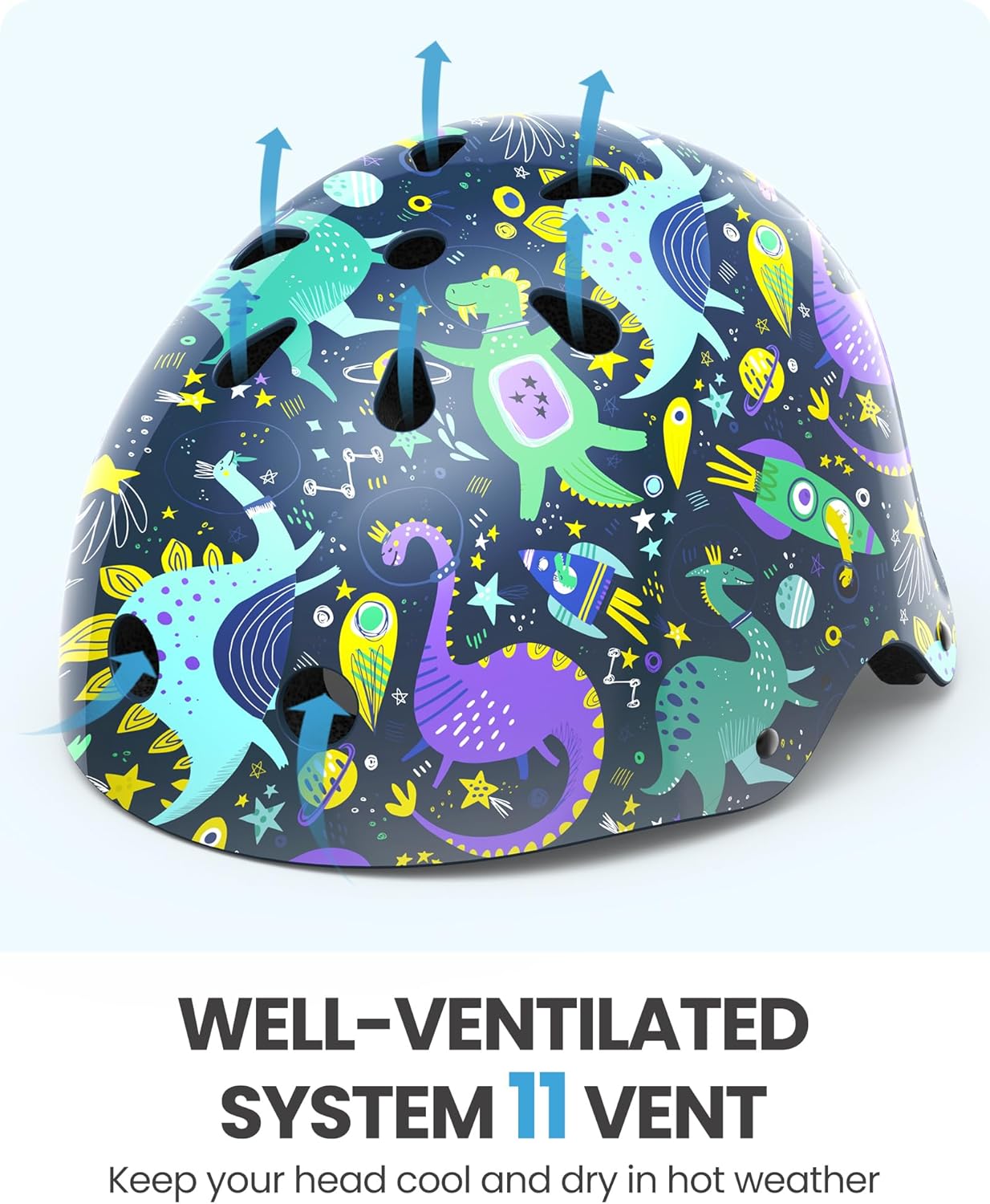 OutdoorMaster Youth & Kids Bike Helmet - Adjustable Multi-Sports Skateboard Helmet with Removable Liners for V1168-KID-SK-BL-DI-M