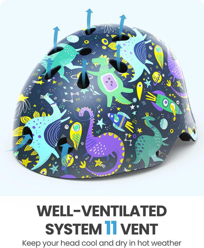 OutdoorMaster Youth & Kids Bike Helmet - Adjustable Multi-Sports Skateboard Helmet with Removable Liners for V1168-KID-SK-BL-DI-S