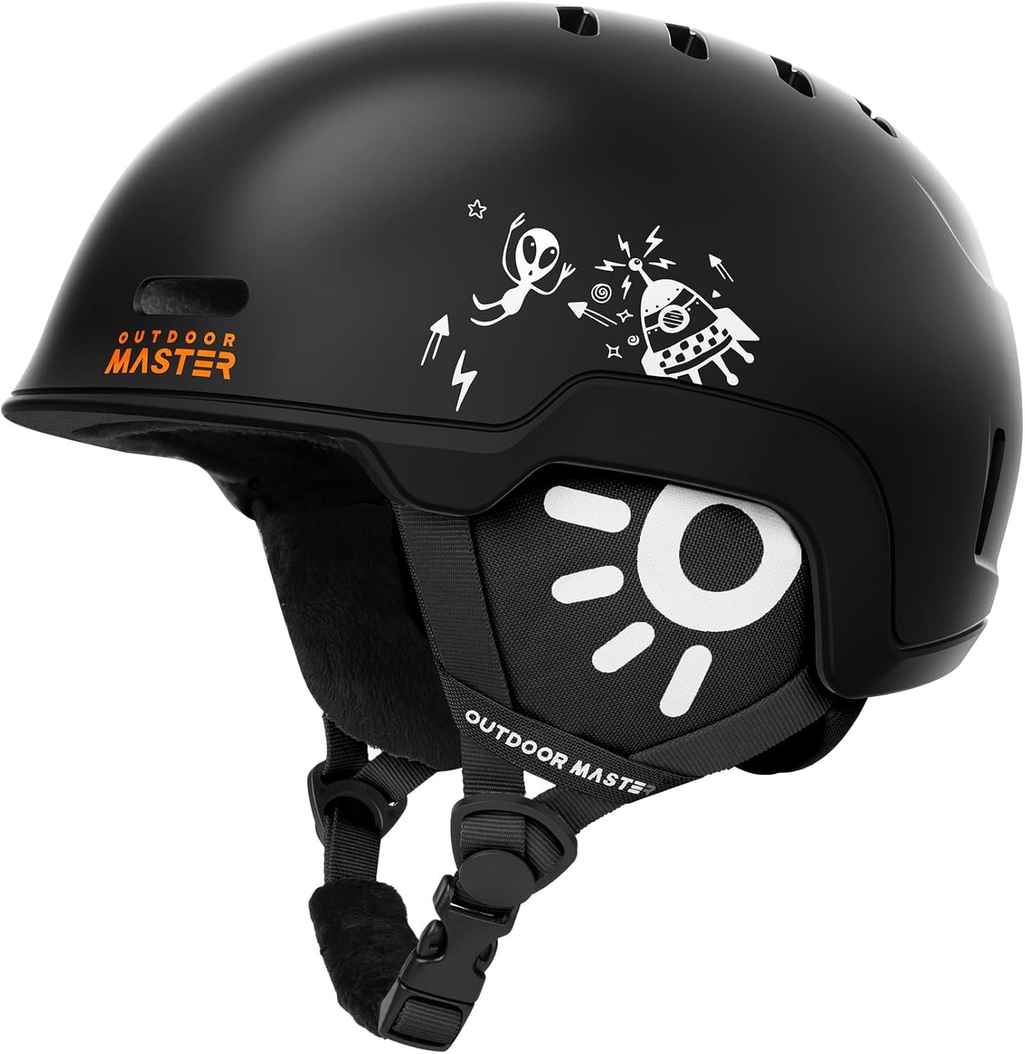OutdoorMaster Children's Ski Helmet, Snowboard Helmet for Boys & Girls, Robust PC Shell & EPS Foam, 12 Ventilation Holes, Adjustable Snow Sports Helmet, Certified Snow Sports and Snowboard Matte Black,52-56cm Small