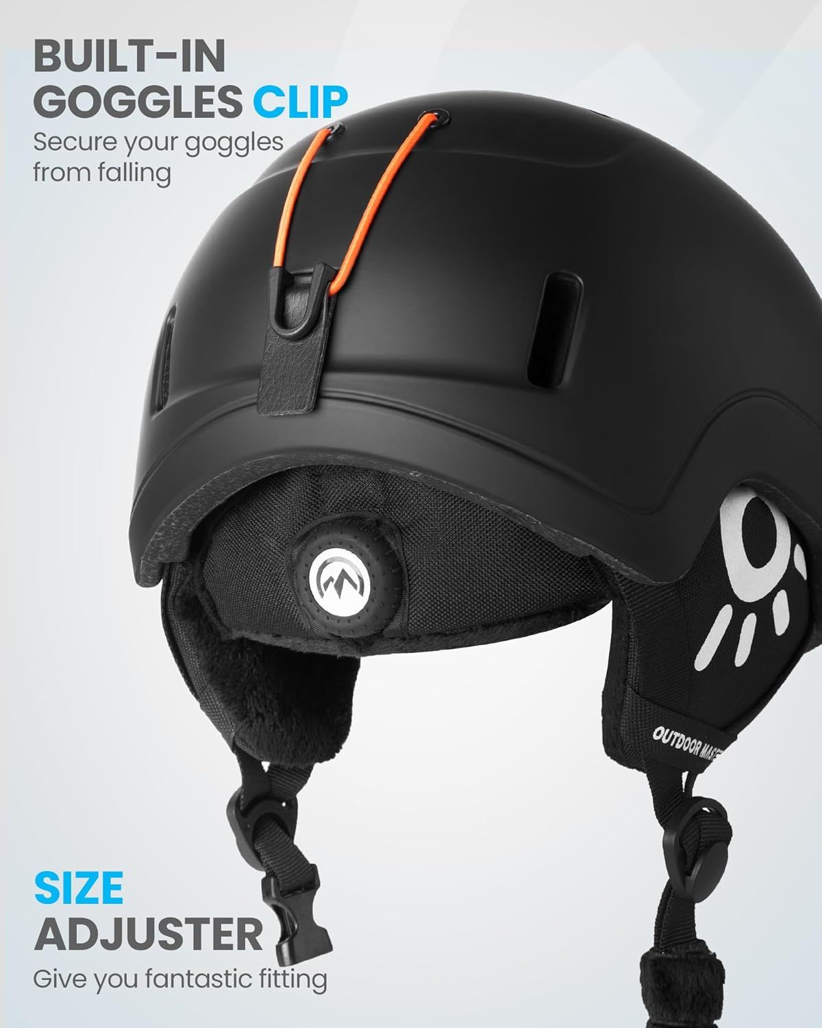 OutdoorMaster Children's Ski Helmet, Snowboard Helmet for Boys & Girls, Robust PC Shell & EPS Foam, 12 Ventilation Holes, Adjustable Snow Sports Helmet, Certified Snow Sports and Snowboard Matte Black,52-56cm Small