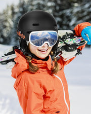 OutdoorMaster Children's Ski Helmet, Snowboard Helmet for Boys & Girls, Robust PC Shell & EPS Foam, 12 Ventilation Holes, Adjustable Snow Sports Helmet, Certified Snow Sports and Snowboard Matte Black,52-56cm Small