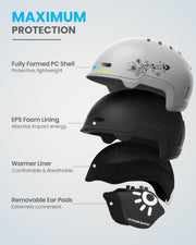 OutdoorMaster Children's Ski Helmet, Snowboard Helmet for Boys & Girls, Robust PC Shell & EPS Foam, 12 Ventilation Holes, Adjustable Snow Sports Helmet, Certified Snow Sports and Snowboard Helmet-Matte Grey,48-52cm X-Small