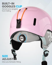 OutdoorMaster Children's Ski Helmet, Snowboard Helmet for Boys & Girls, Robust PC Shell & EPS Foam, 12 Ventilation Holes, Adjustable Snow Sports Helmet, Certified Snow Sports and Snowboard Helmet-Glossy Pink,52-56cm Small