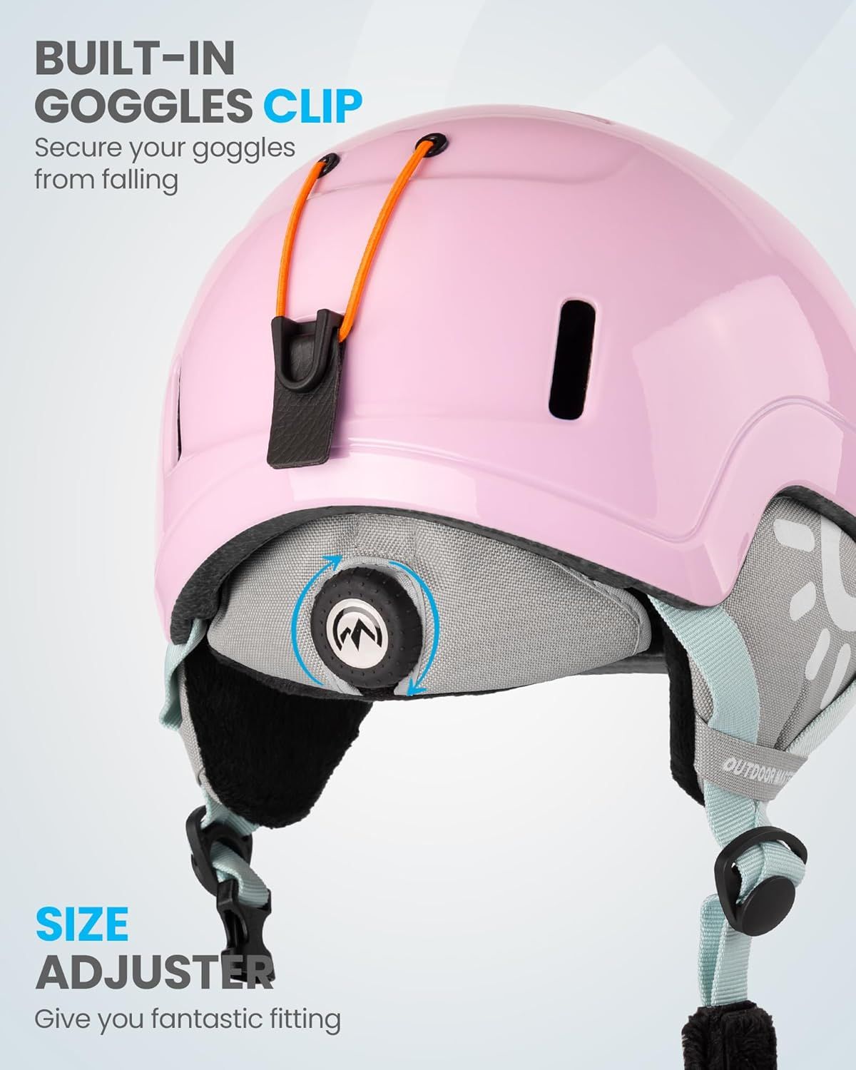 OutdoorMaster Children's Ski Helmet, Snowboard Helmet for Boys & Girls, Robust PC Shell & EPS Foam, 12 Ventilation Holes, Adjustable Snow Sports Helmet, Certified Snow Sports and Snowboard Helmet-Glossy Pink,52-56cm Small