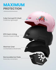 OutdoorMaster Children's Ski Helmet, Snowboard Helmet for Boys & Girls, Robust PC Shell & EPS Foam, 12 Ventilation Holes, Adjustable Snow Sports Helmet, Certified Snow Sports and Snowboard Helmet-Glossy Pink,48-52cm X-Small