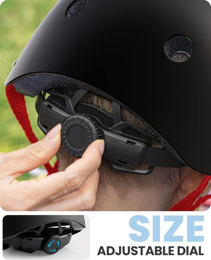 OutdoorMaster Youth & Kids Bike Helmet - Adjustable Multi-Sports Skateboard Helmet with Removable Liners for V1168-KID-TK-BR-M