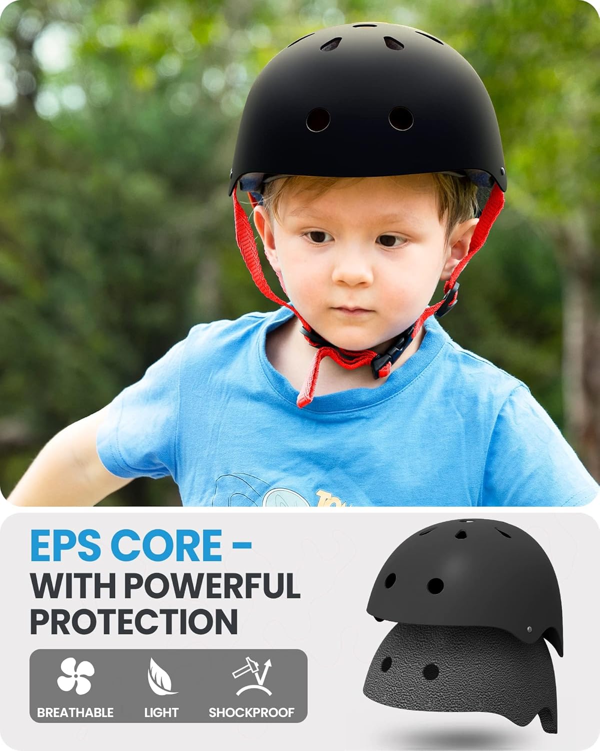 OutdoorMaster Youth & Kids Bike Helmet - Adjustable Multi-Sports Skateboard Helmet with Removable Liners for Balance Bike, Toddler Scooter, One Wheel Hoverboard-Black Red-Medium