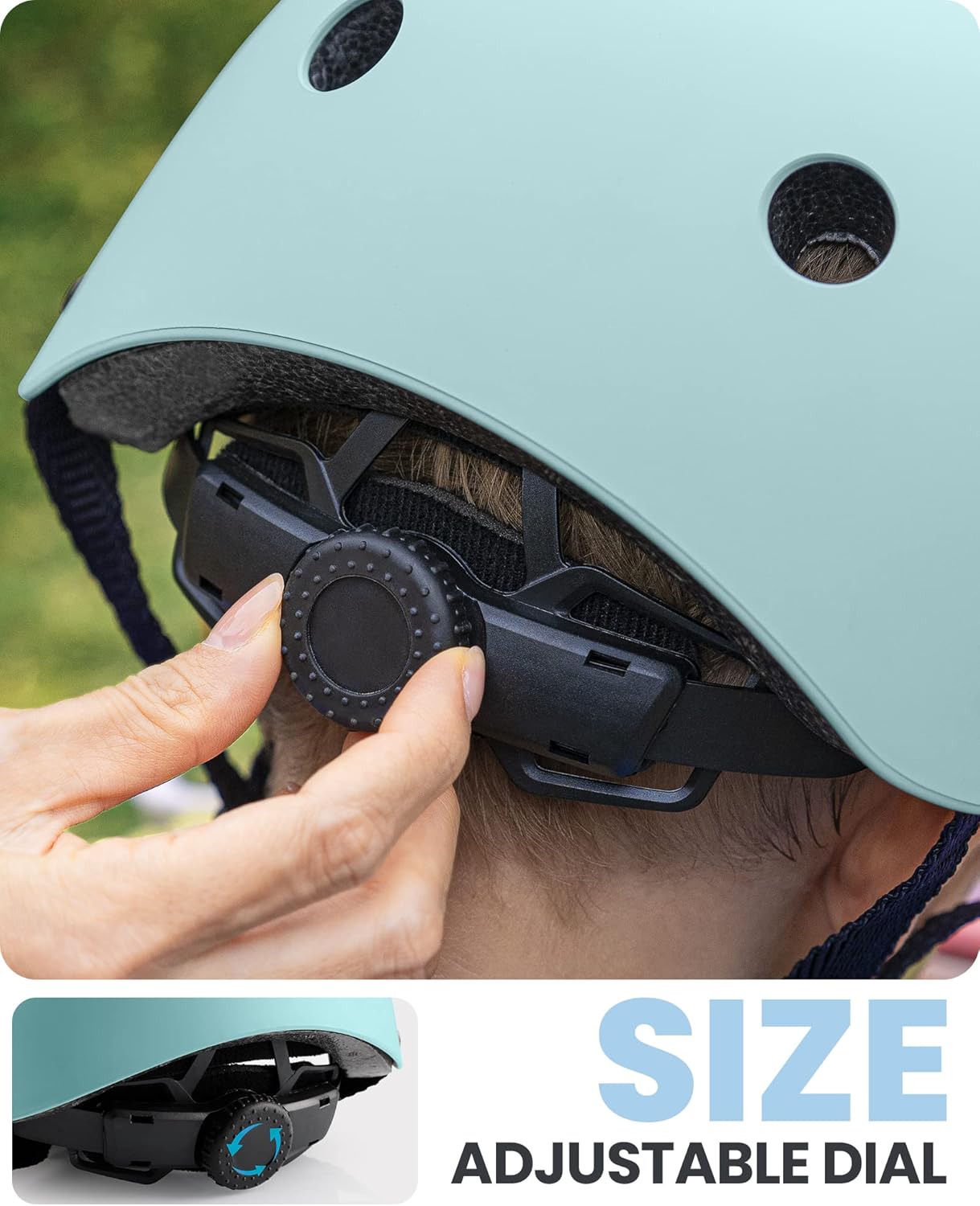 OutdoorMaster Youth & Kids Bike Helmet - Adjustable Multi-Sports Skateboard Helmet with Removable Liners for Balance Bike, Toddler Scooter, One Wheel Hoverboard-Mint Green-Medium