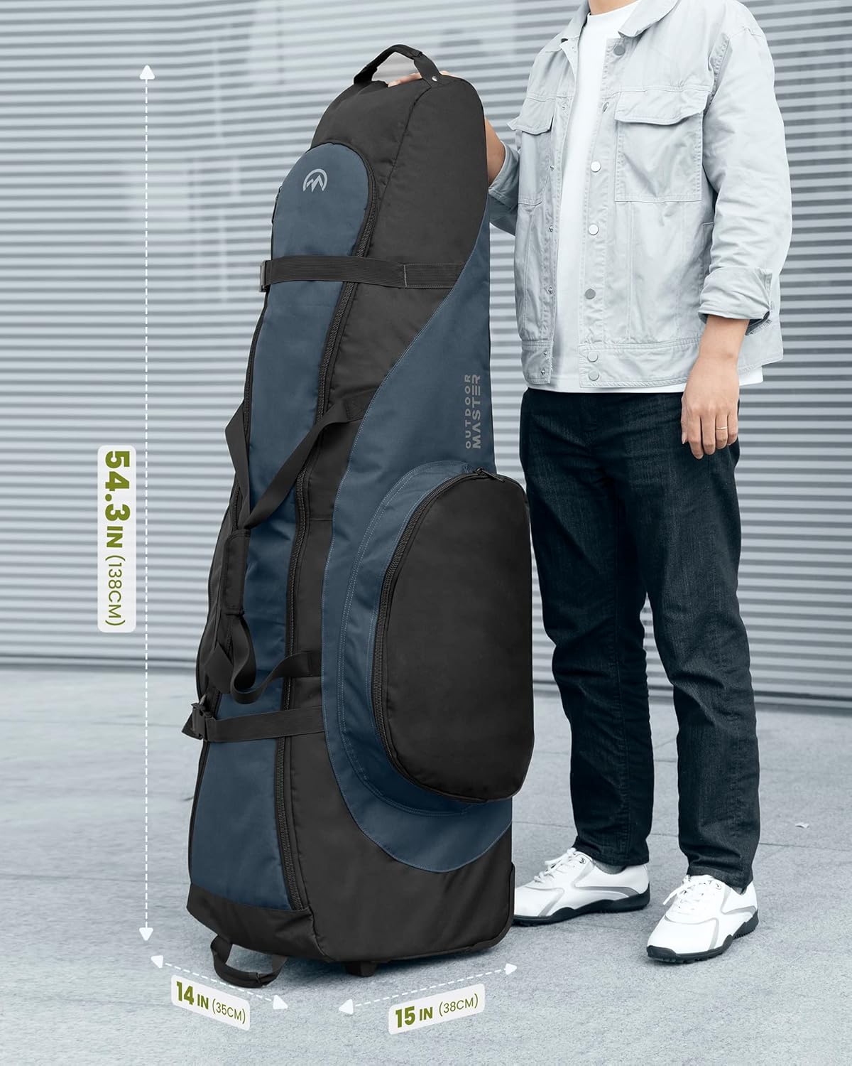 OutdoorMaster Padded Golf Club Travel Bag with Wheels, 900D Heavy Duty Oxford Waterproof -Alligators-Blue V1168-L0-XLZY-63SU