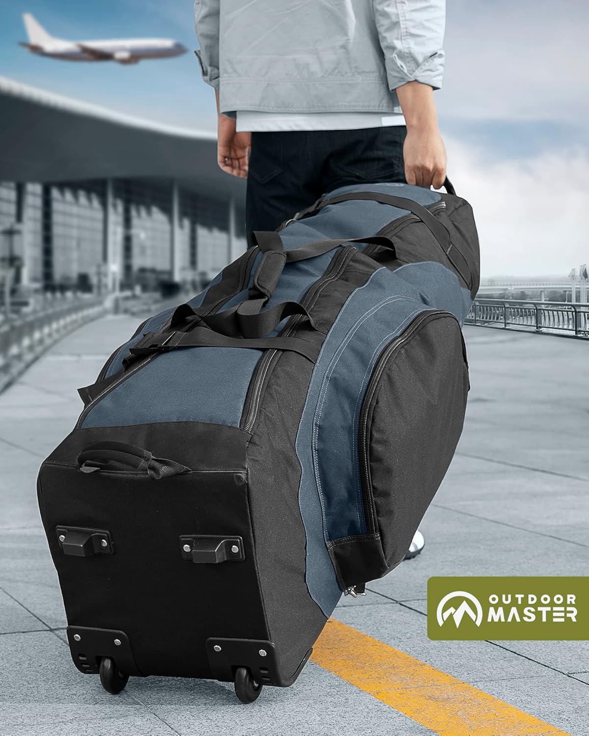 OutdoorMaster Padded Golf Club Travel Bag with Wheels, 900D Heavy Duty Oxford Waterproof -Alligators-Blue V1168-L0-XLZY-63SU