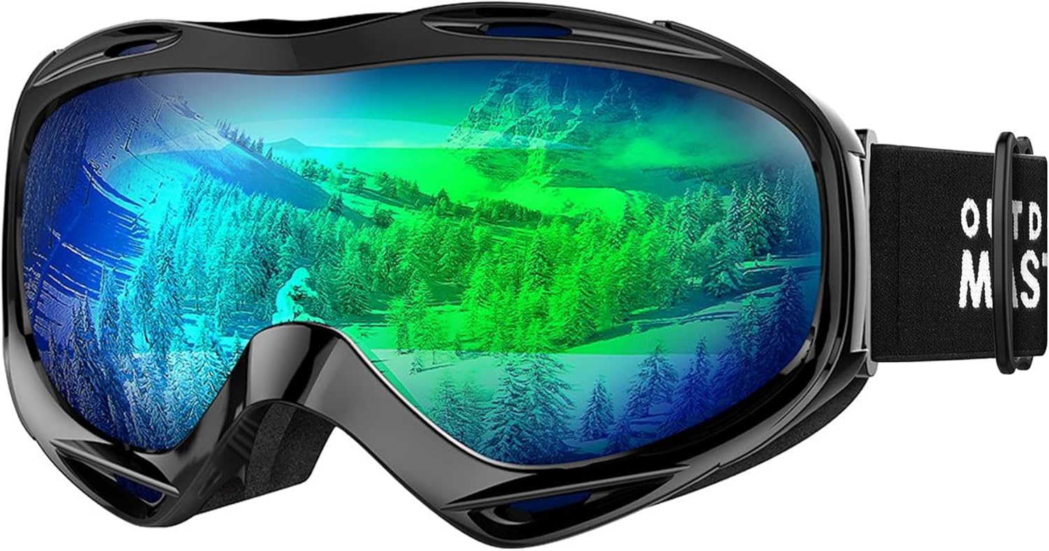 OutdoorMaster OTG Ski Goggles - Over Glasses Ski/Snowboard Goggles for Men, Women & Youth - 100% UV V1168-LF-B1PM-RJRC