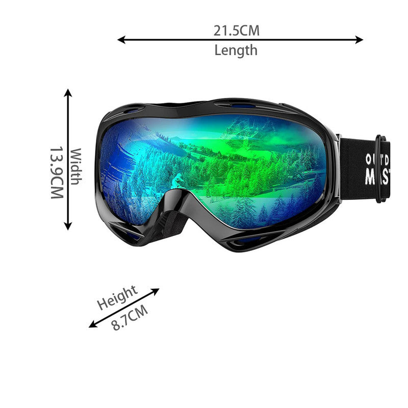 OutdoorMaster OTG Ski Goggles - Over Glasses Ski/Snowboard Goggles for Men, Women & Youth - 100% UV V1168-LF-B1PM-RJRC