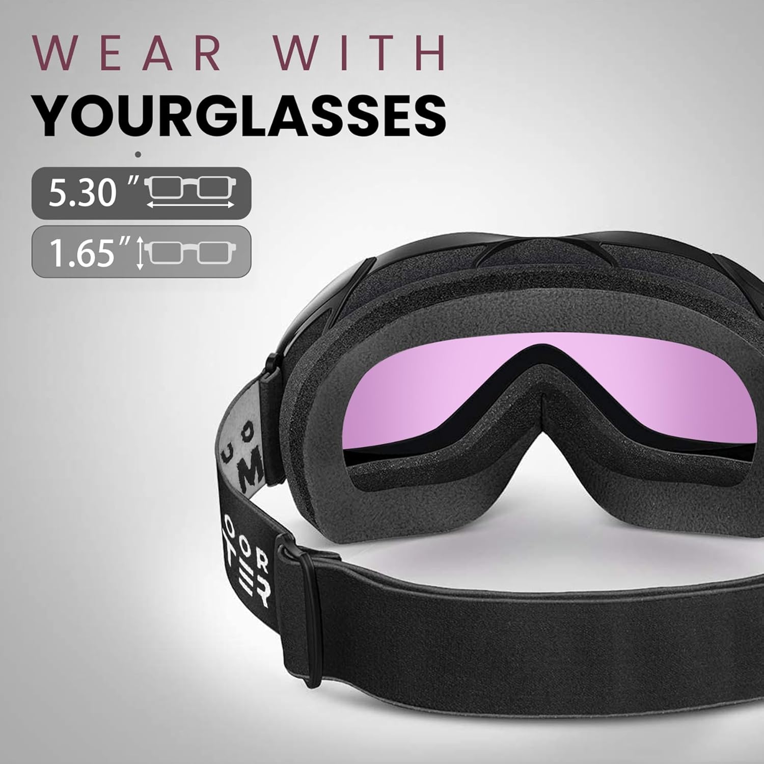 OutdoorMaster OTG Ski Goggles - Over Glasses Ski/Snowboard Goggles for Men, Women & Youth - 100% UV V1168-LF-B1PM-RJRC