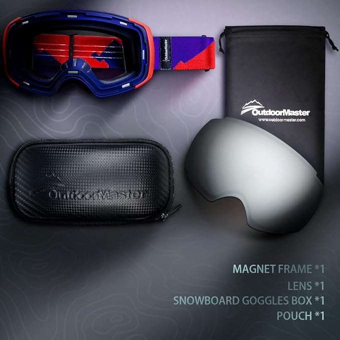 OutdoorMaster Ski Goggles PRO - Frameless, Interchangeable Lens 100% UV400 Protection Snow Goggles for Men & V1168-M6-194W-AS8T
