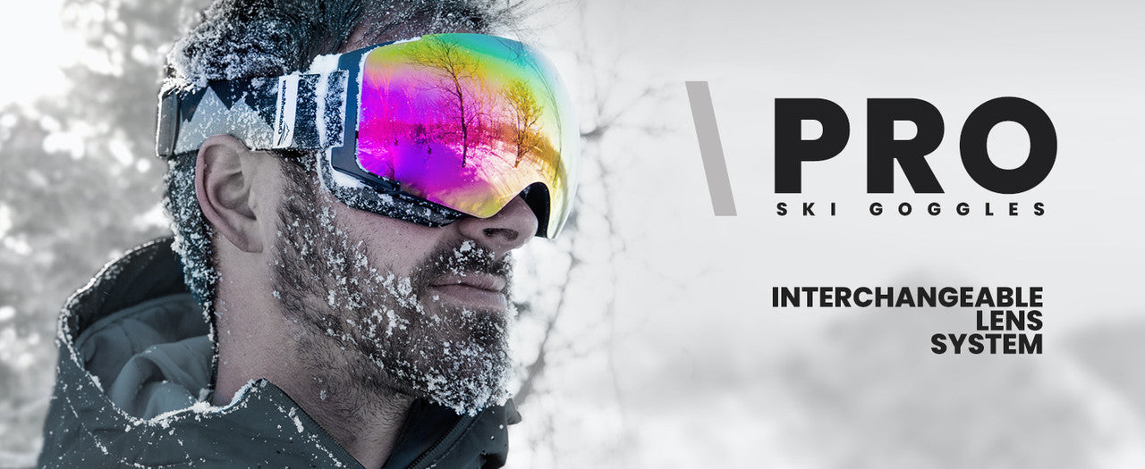 OutdoorMaster Ski Goggles PRO - Frameless, Interchangeable Lens 100% UV400 Protection Snow Goggles for Men & V1168-M6-194W-AS8T