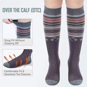 OutdoorMaster Ski Socks 4-Pack Merino Wool, Over The Calf Non-Slip Cuff for Men & Women