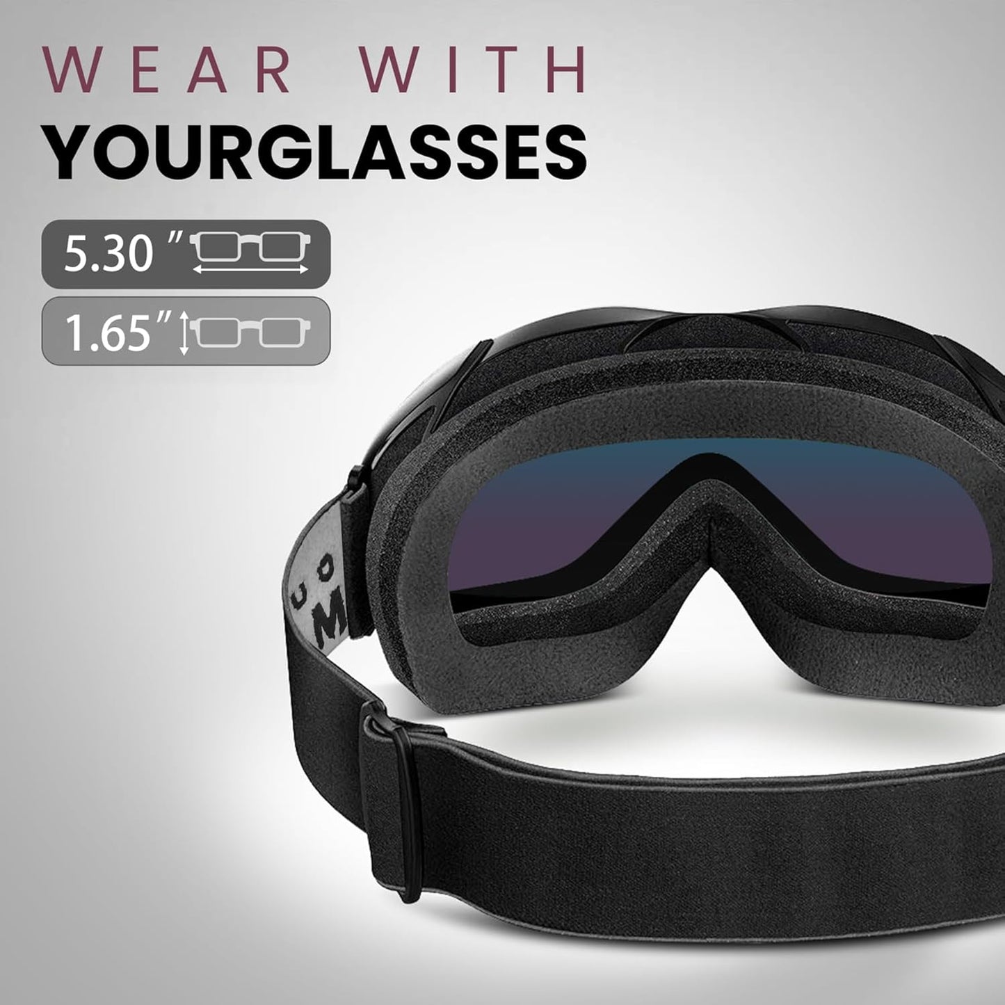 OutdoorMaster OTG Ski Goggles - Over Glasses Ski/Snowboard Goggles for Men, Women & Youth - 100% UV V1168-N5-MAYK-HJEC