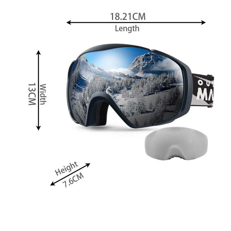 OutdoorMaster Ski Goggles with Cover Snowboard Snow Goggles OTG Anti-Fog -100% UV Protection-OM-18 V1168-NR-2MIW-ONW8