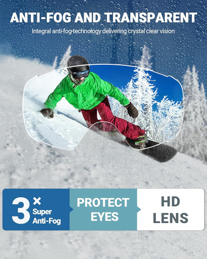 OutdoorMaster Ski Goggles with Cover Snowboard Snow Goggles OTG Anti-Fog -100% UV Protection-OM-18 V1168-NR-2MIW-ONW8