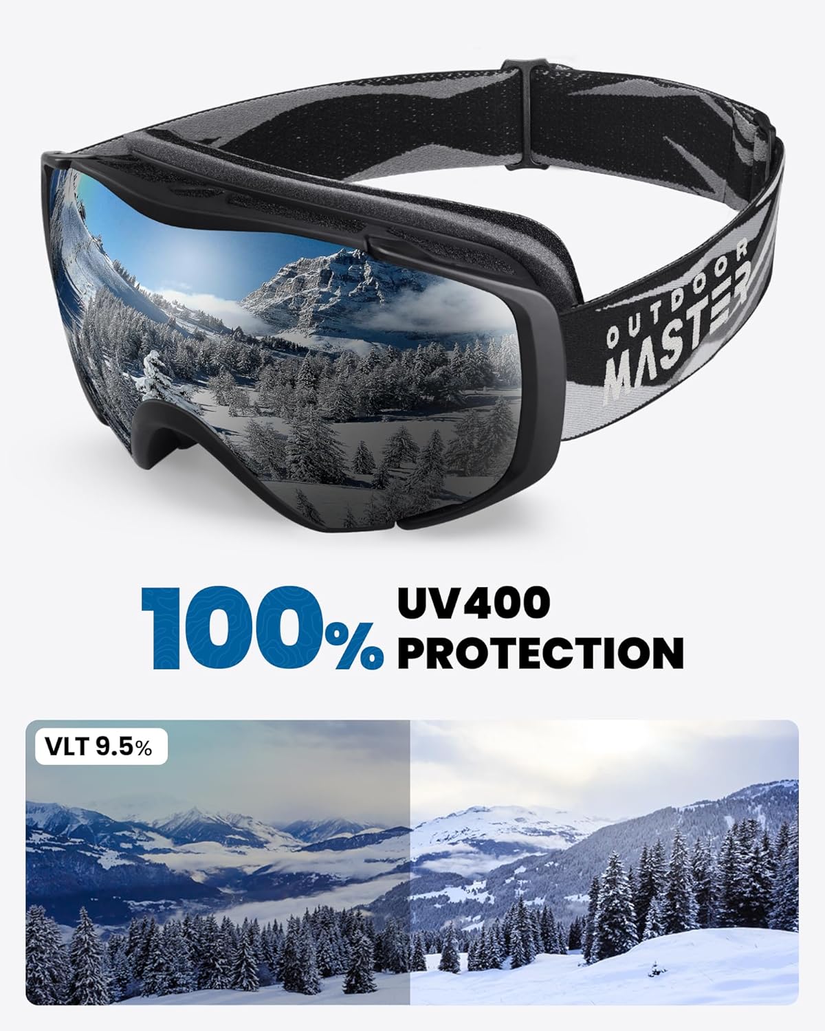 OutdoorMaster Ski Goggles with Cover Snowboard Snow Goggles OTG Anti-Fog -100% UV Protection-OM-18 V1168-NR-2MIW-ONW8