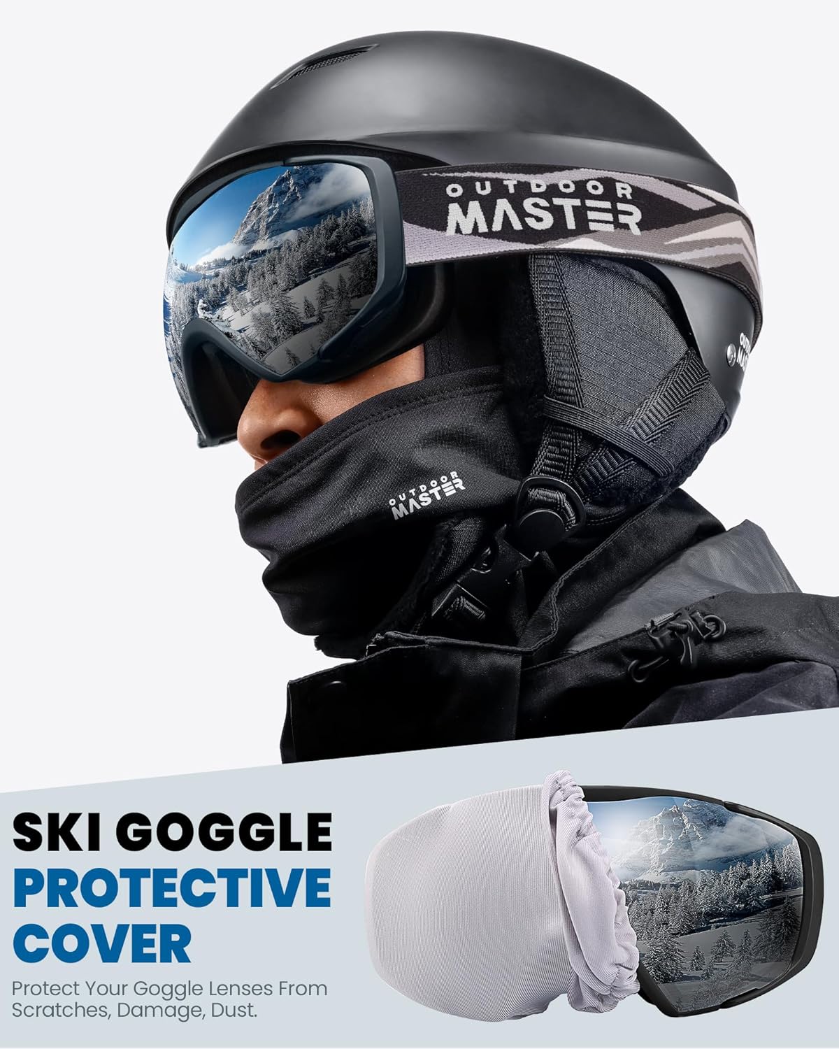 OutdoorMaster Ski Goggles with Cover Snowboard Snow Goggles OTG Anti-Fog -100% UV Protection-OM-18 V1168-NR-2MIW-ONW8