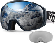 OutdoorMaster Ski Goggles with Cover Snowboard Snow Goggles OTG Anti-Fog -100% UV Protection-OM-18 V1168-NR-2MIW-ONW8