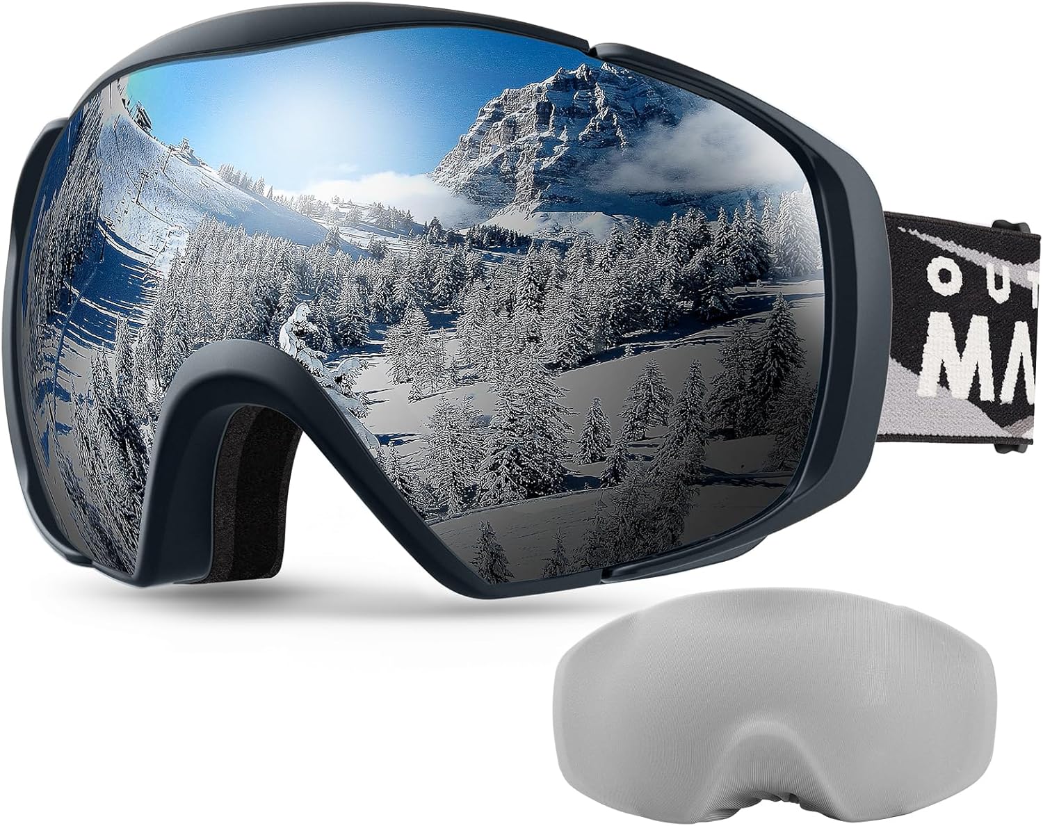 OutdoorMaster Ski Goggles with Cover Snowboard Snow Goggles OTG Anti-Fog -100% UV Protection-OM-18 V1168-NR-2MIW-ONW8