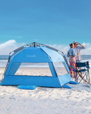 OutdoorMaster Pop Up 3-4 Person Beach Tent X-Large - Easy Setup, Portable Beach Shade Canopy Folding Sun V1168-OM-VA8L-BTNF