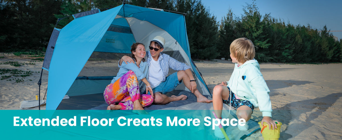 OutdoorMaster Pop Up 3-4 Person Beach Tent X-Large - Easy Setup, Portable Beach Shade Canopy Folding Sun V1168-OM-VA8L-BTNF
