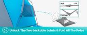 OutdoorMaster Pop Up 3-4 Person Beach Tent X-Large - Easy Setup, Portable Beach Shade Canopy Folding Sun V1168-OM-VA8L-BTNF