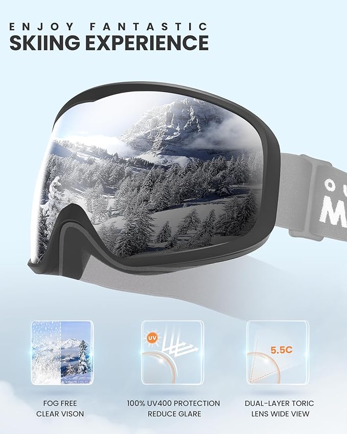 OutdoorMaster Owl Ski Goggles OTG, Snow Snowboard Goggles for Men Women Youth, Anti-Fog, 100% UV V1168-OWL OM-72