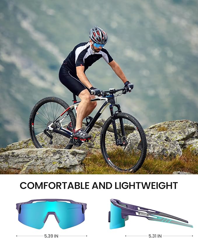 OutdoorMaster Hawk II Polarized Sports Sunglasses for Men Women, TAC 100% UV400 Protection TR90 Frame Cycling V1168-Q3-CC4N-U4QD