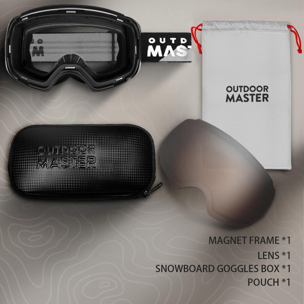 OutdoorMaster Ski Goggles PRO - Frameless, Interchangeable Lens 100% UV400 Protection Snow Goggles for Men & Women-OM-2